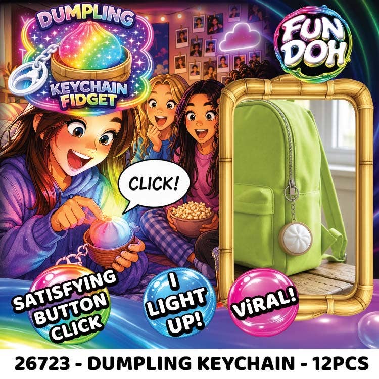 Fun Doh Dumpling Light-Up Click Fidget Keychain - 12/Display: Wholesale Price