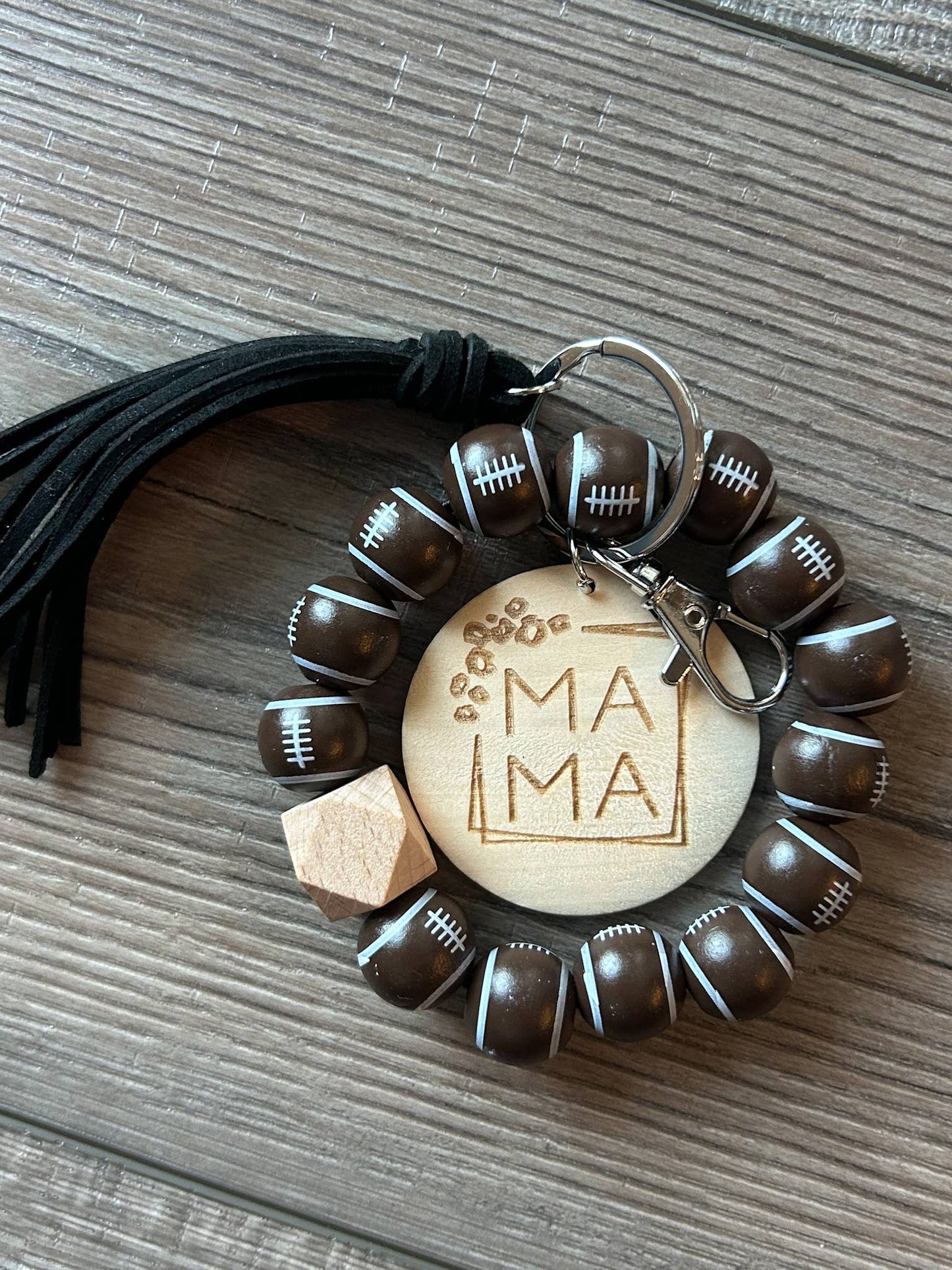Mama Sports Keychain with Wooden Beads: Basketball