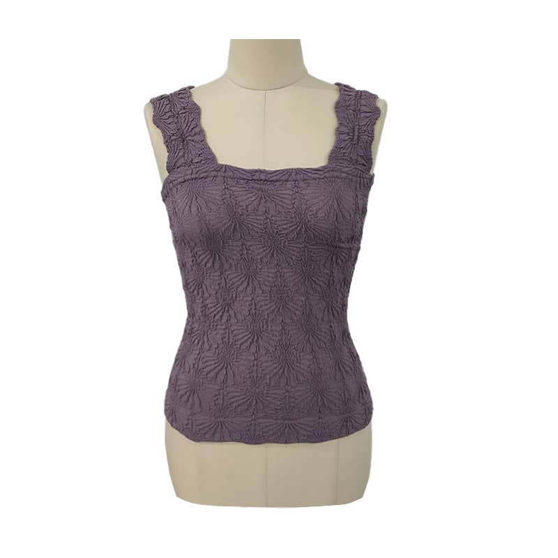 Flowers Jacquard fitted Tank -12 COLORS: Darkgreen / S