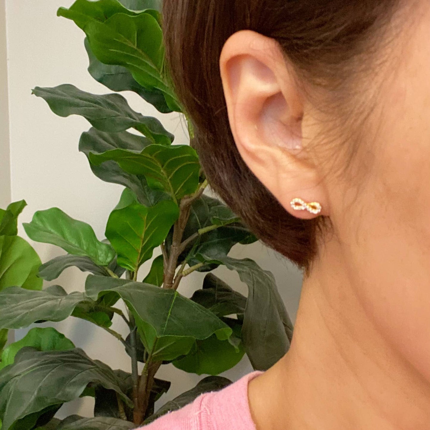 Mini Sparkle Mini Stud Sterling Silver Earrings: Infinity