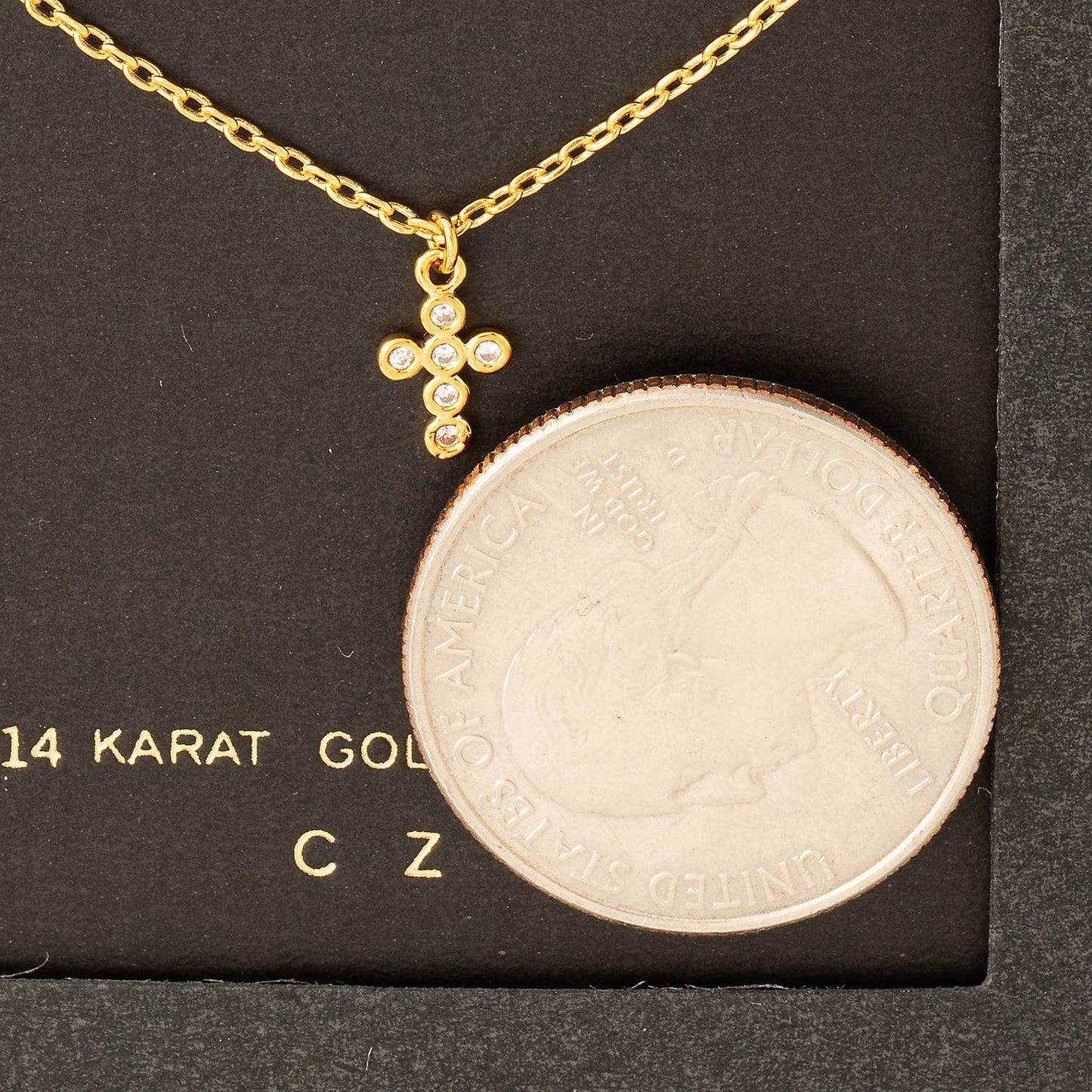Mini Cz Cross Pendant Necklace: GD