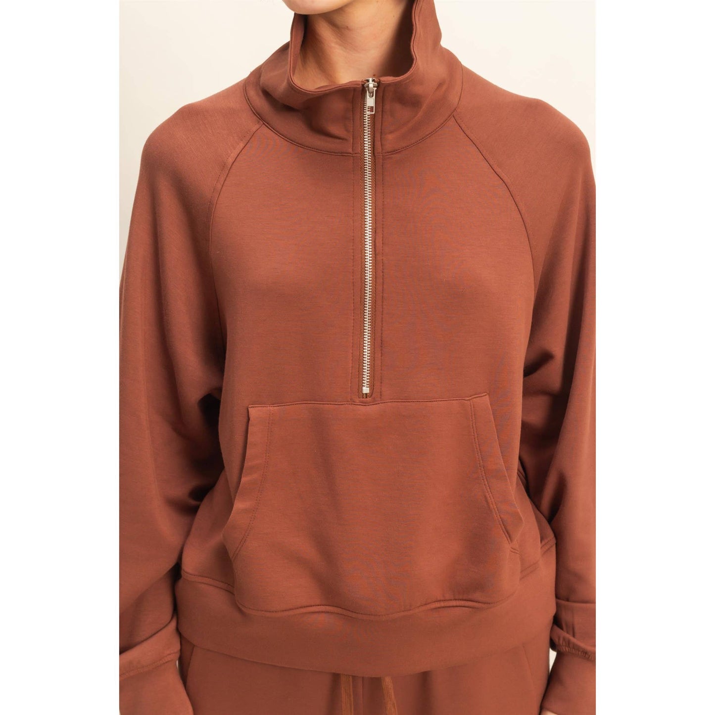 Scuba Half Zip-Up High Neck Collar Sweatshirt: BLACK / S-M-L(2-2-2)
