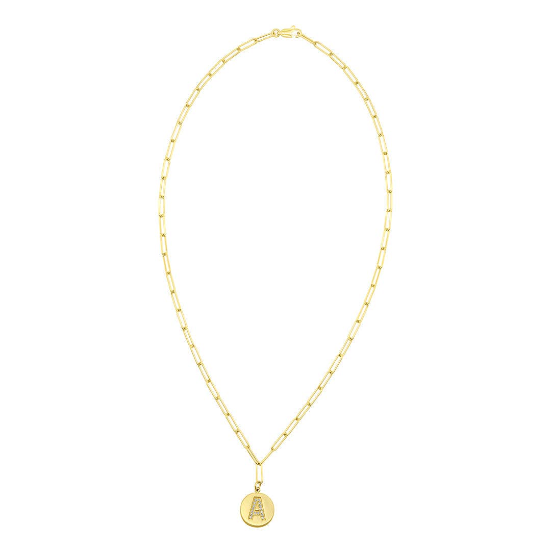 Tarnish Resistant 14K Gold Plated Initial Disc Necklace: E / Default Title