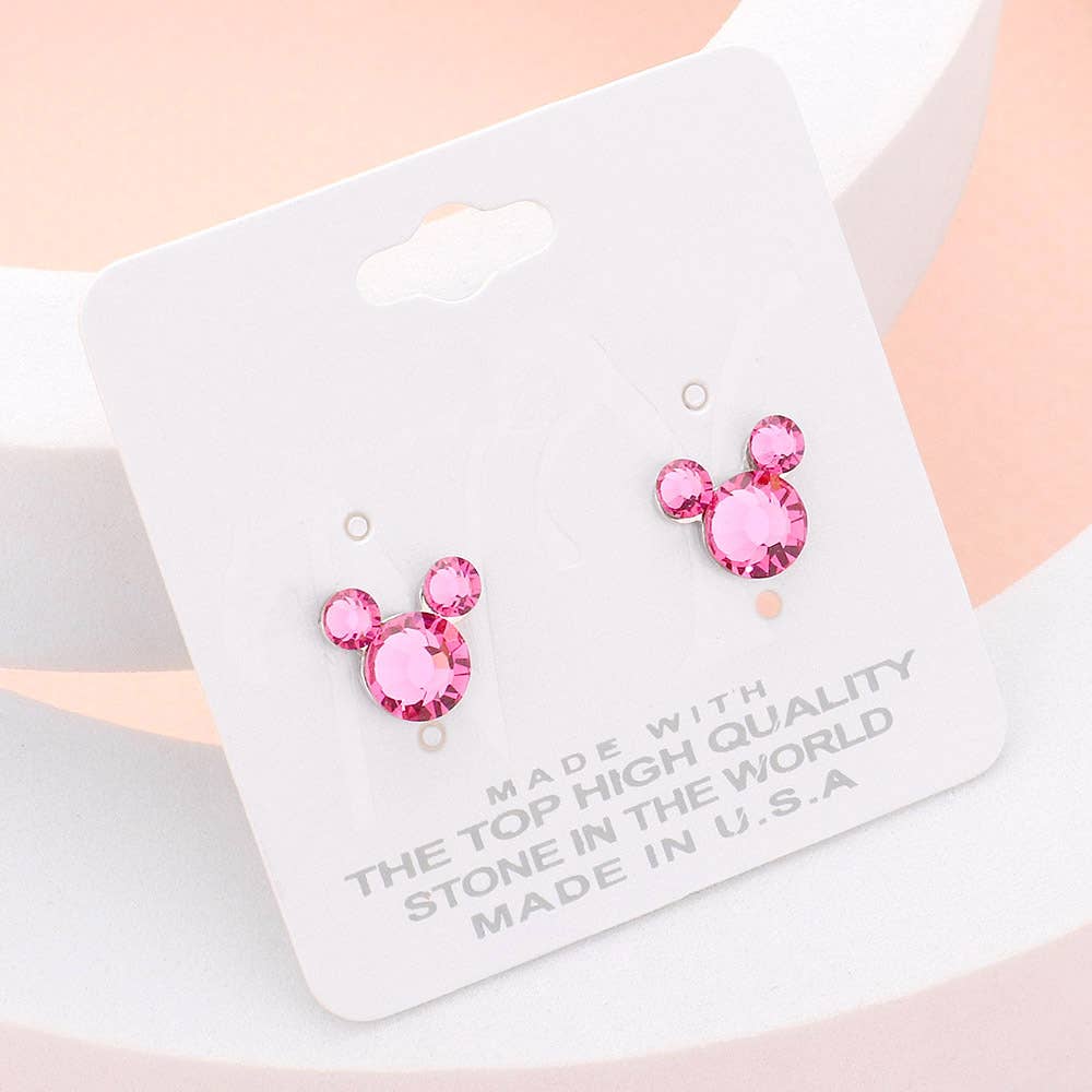 Mouse Character Stud Earrings: Blue
