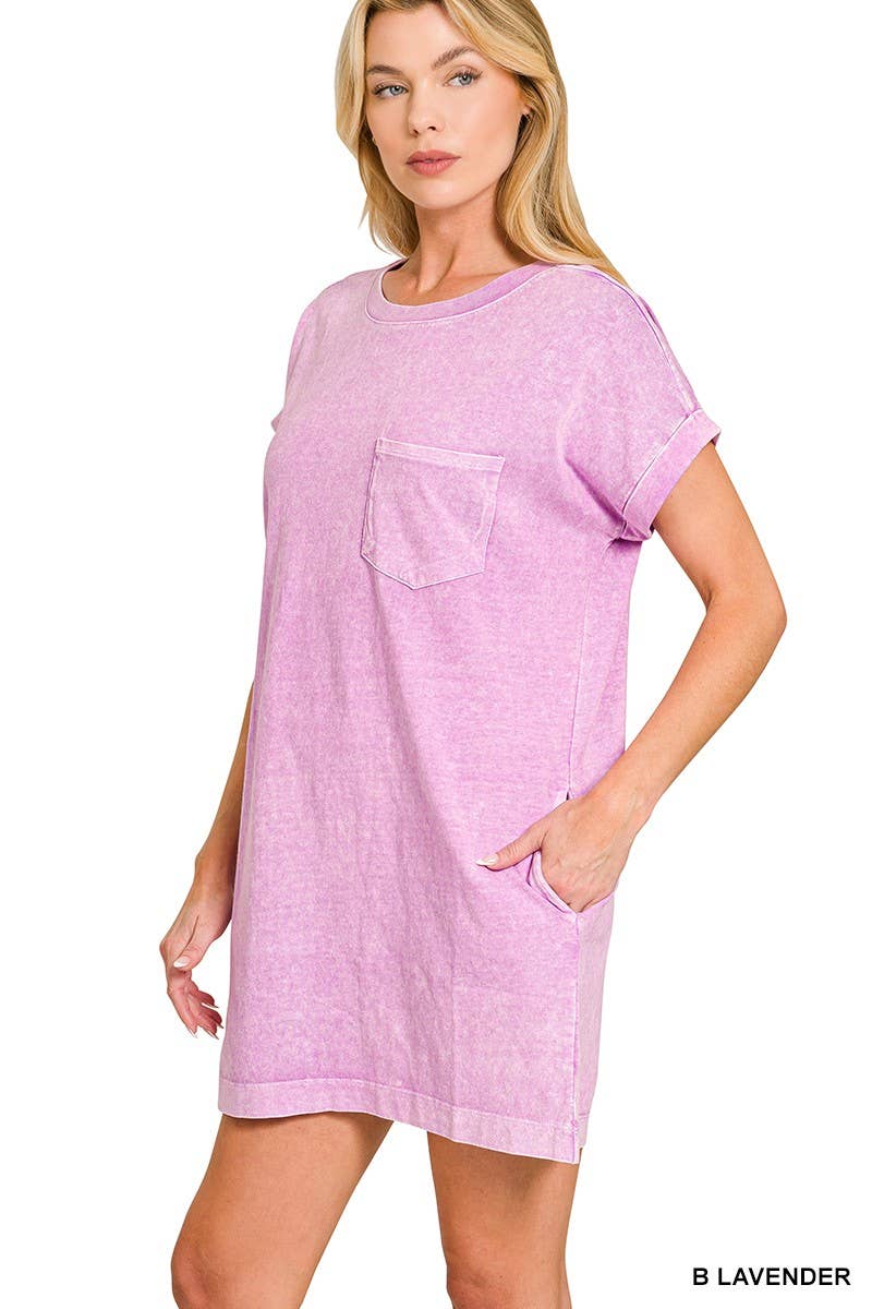 Halo Washed Premium Cotton T-shirts Dress: DEEP SKY / 2-2-2(S-M-L)