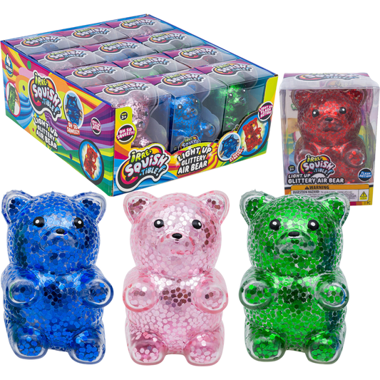 Ja-Ru Irre-Squish-Tible Light Up Glittery Air Bear Fidget Toy