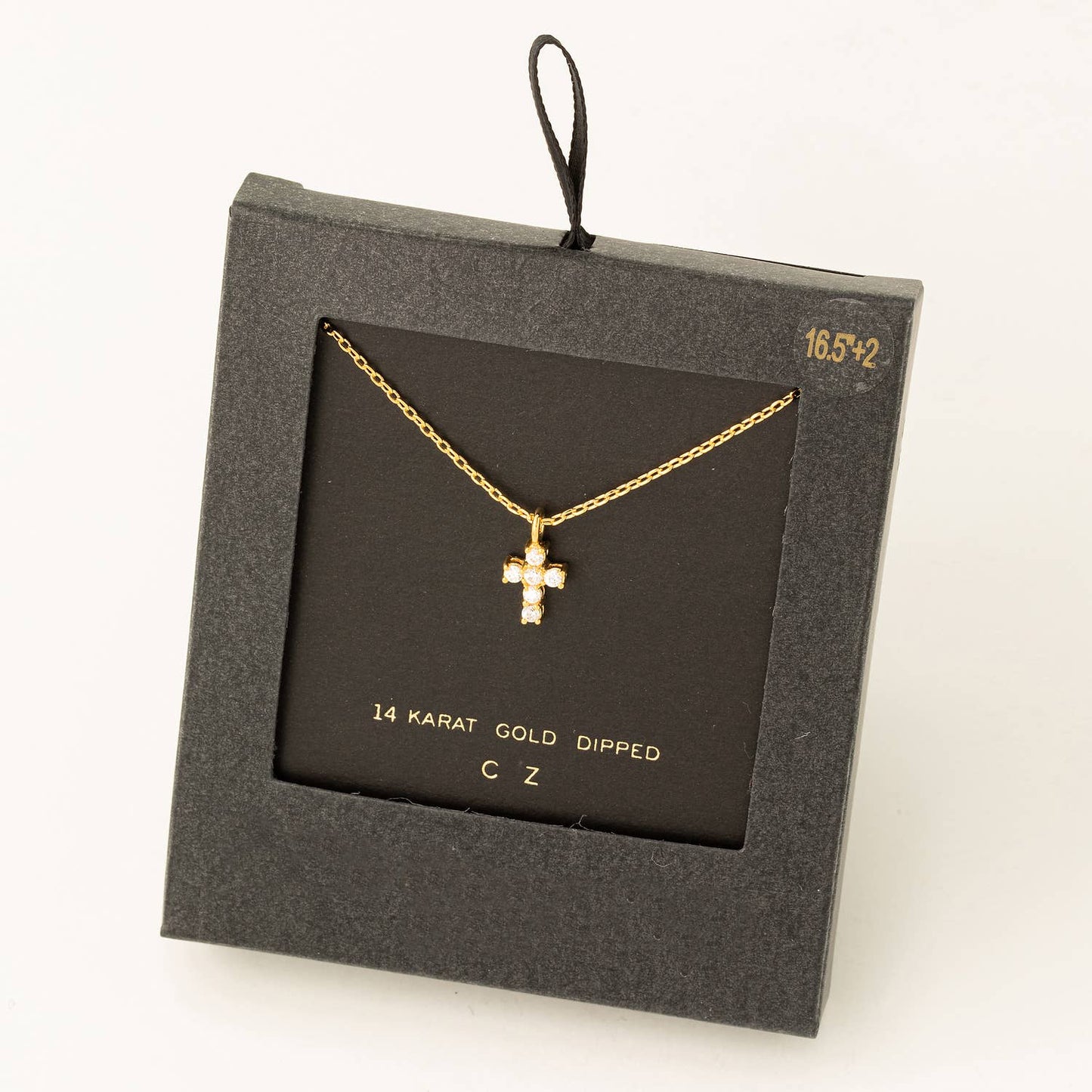 Secret Box Cz Mini Cross Charm Necklace: WG