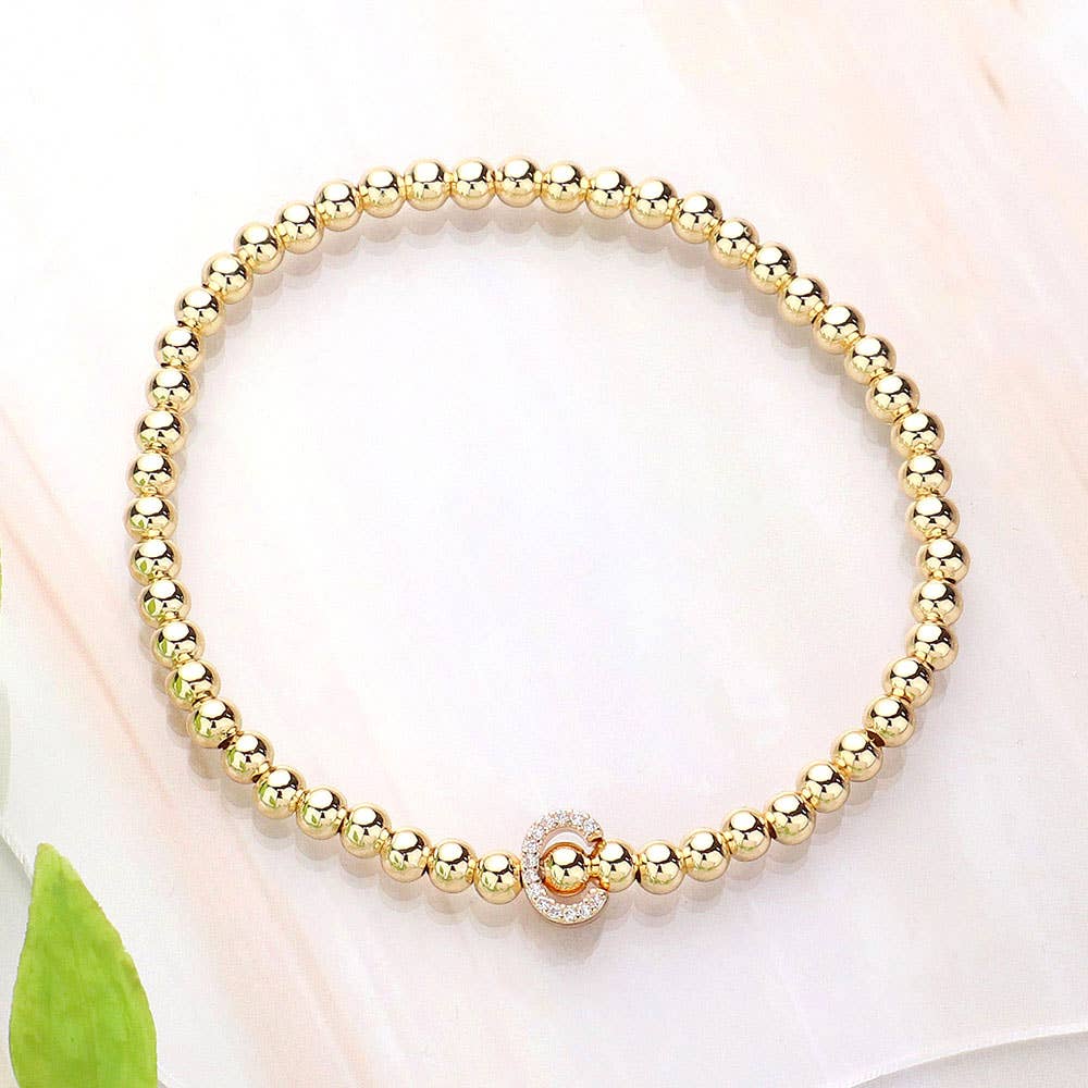 SECRET BOX_  Monogram Initial Stretch Bracelet
: K