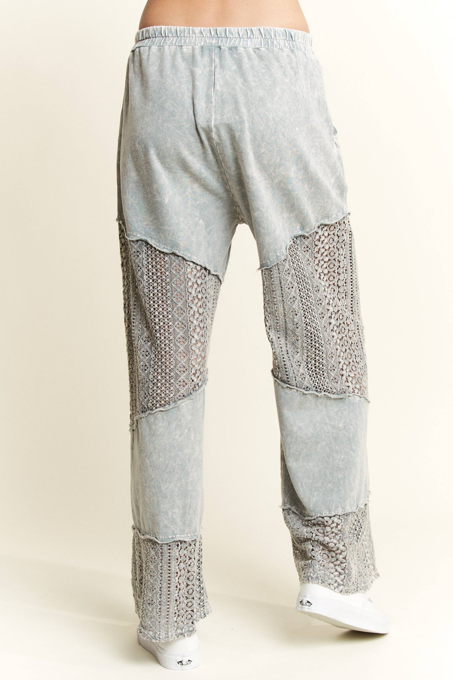 Mineral Washed Lace See through Breezy pants HP6335.: HotPink / S-M-L / 2-2-2