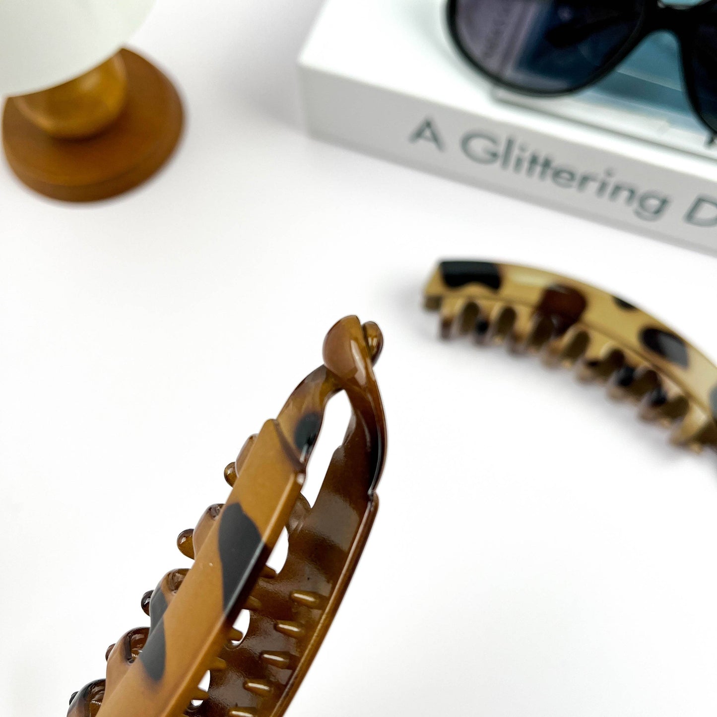 Vintage Leopard Print Hair Clip, Banana Clip: Light Brown