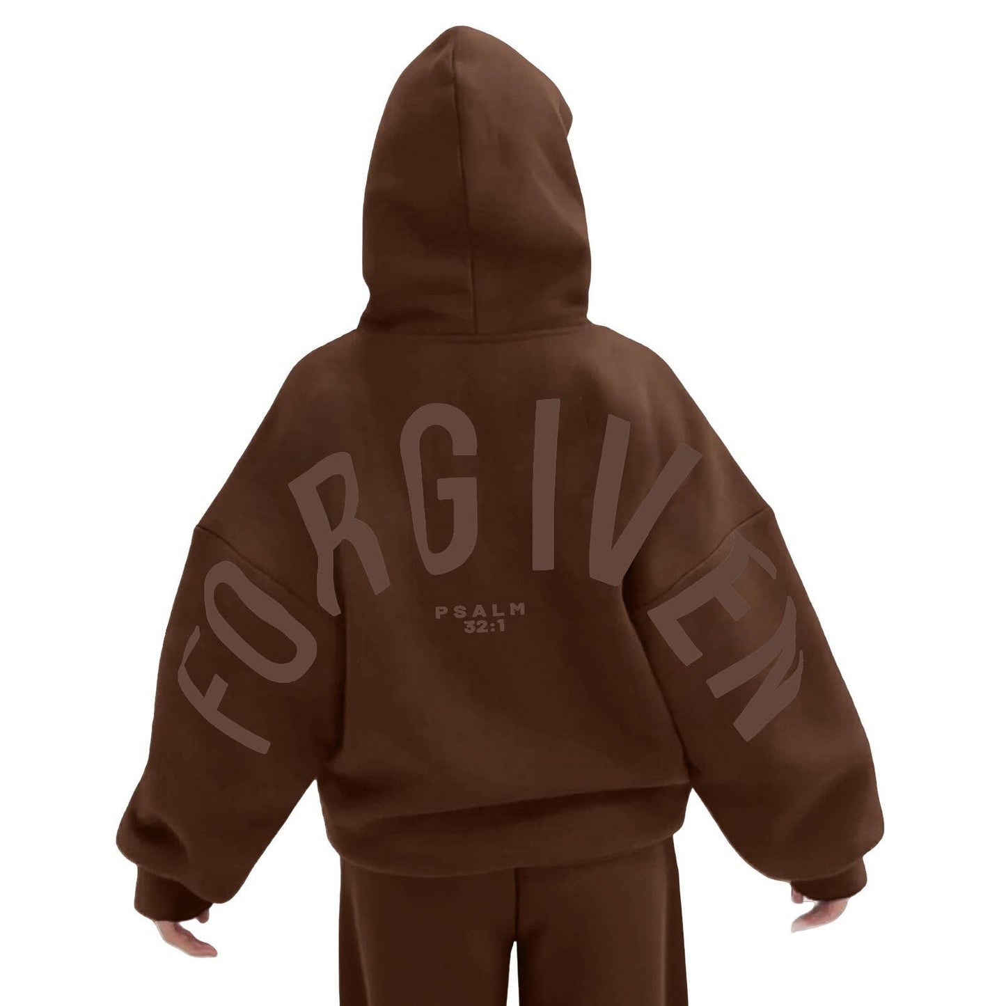 FORGIVEN Printed Oversized Hooded Sweatshirt: WineRed / XL