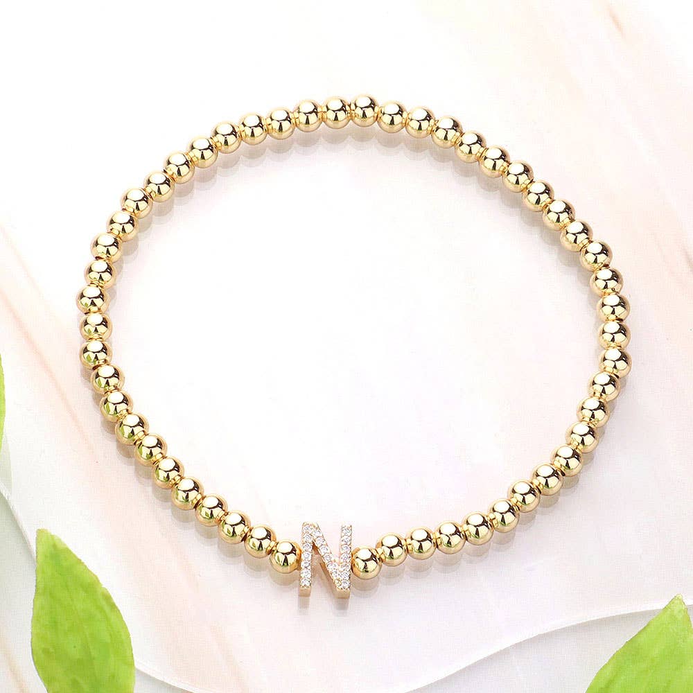 SECRET BOX_  Monogram Initial Stretch Bracelet
: K