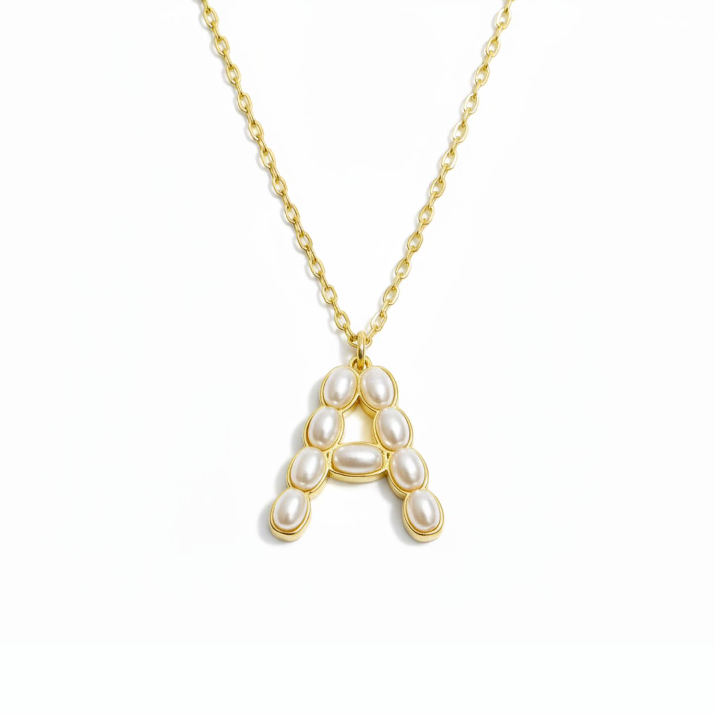 Pearl Mosaic Initial Pendant Necklace: C