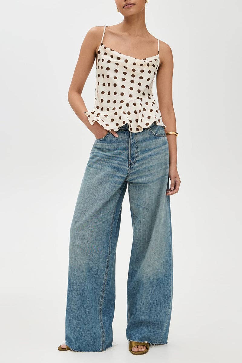 Polka Dot Cami Top: BEIGE / L