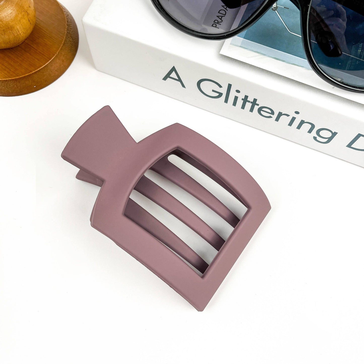 Square Hair Clip Frosted Claw Clip: Black