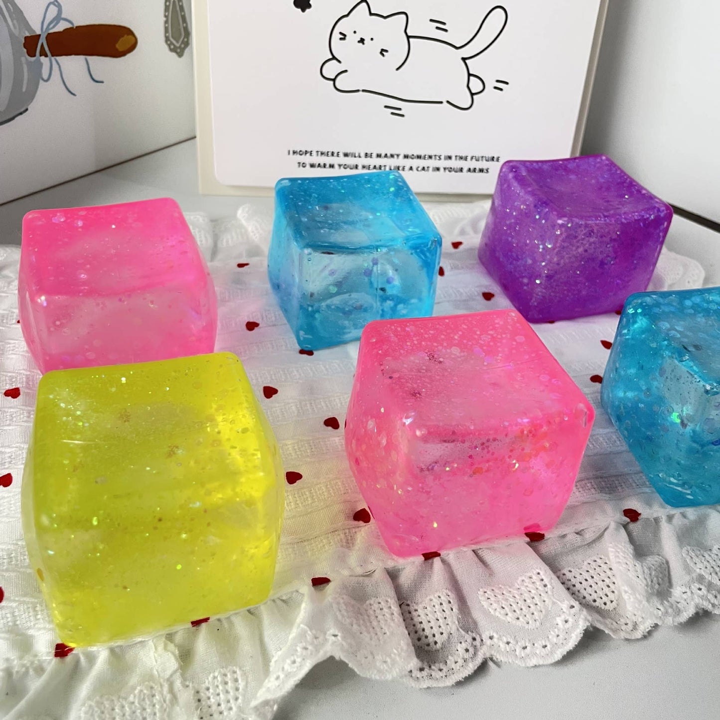 Glitter Sugar Ice Cube Squeezy Stress Relief Toy