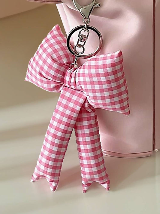 Valentine Cute 3D Bow Knot Keychain: Gingham