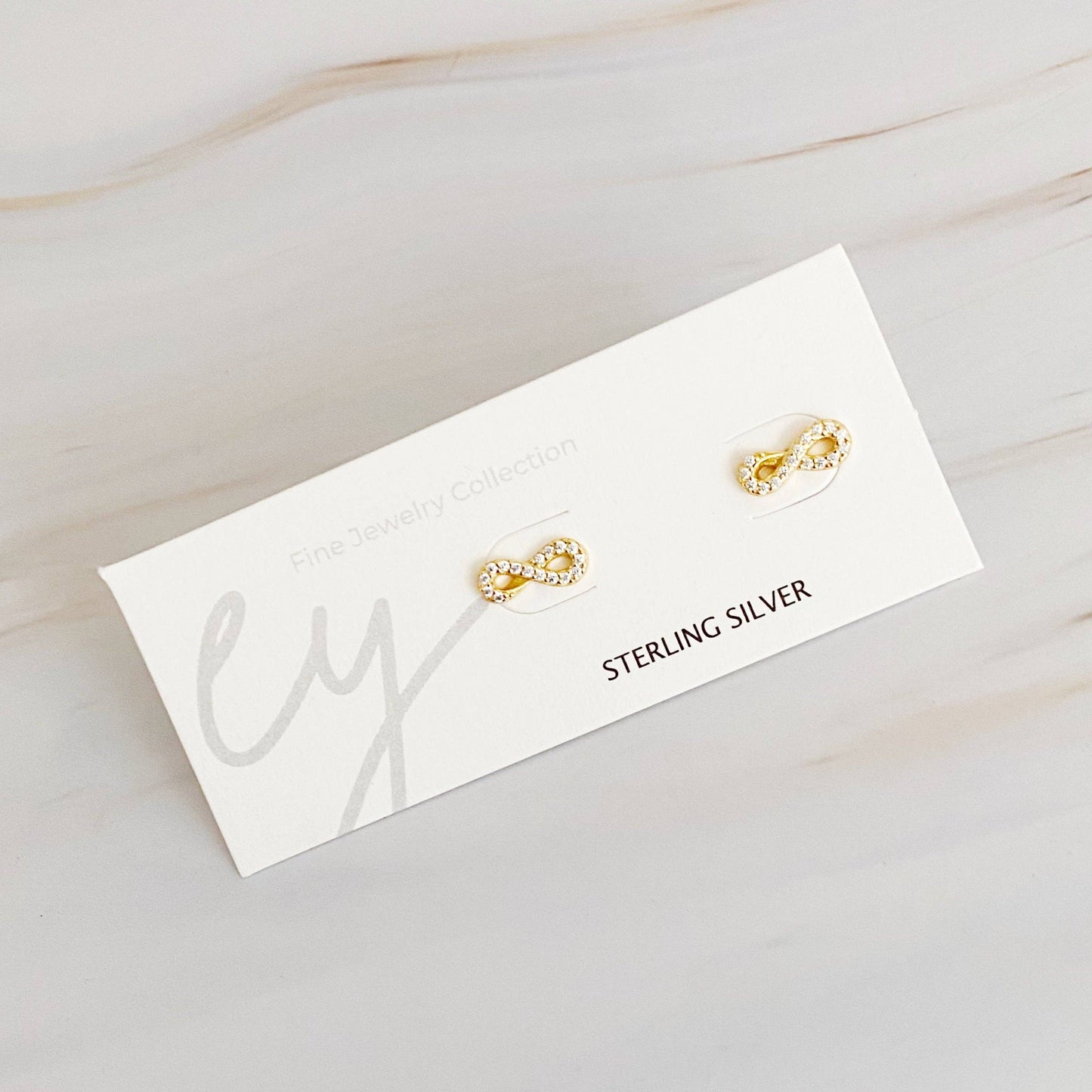 Mini Sparkle Mini Stud Sterling Silver Earrings: Infinity