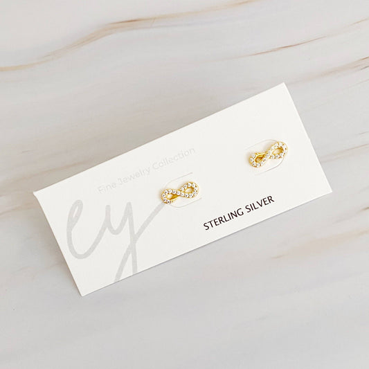 Mini Sparkle Mini Stud Sterling Silver Earrings: Infinity