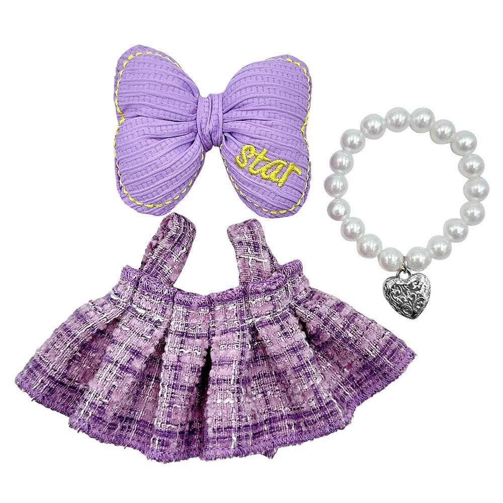 Adorable Labubu Compatible Mini Dress Outfit Set: Blue