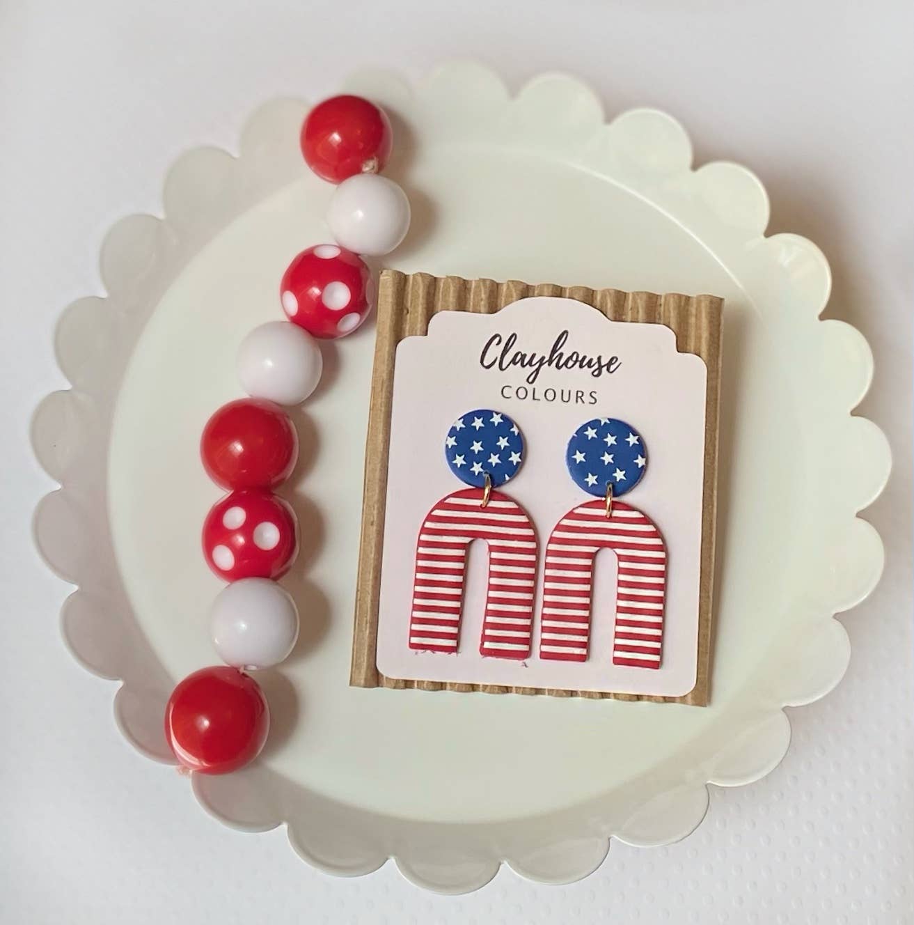 Red, White & Blue Clay Earrings: Star Studs