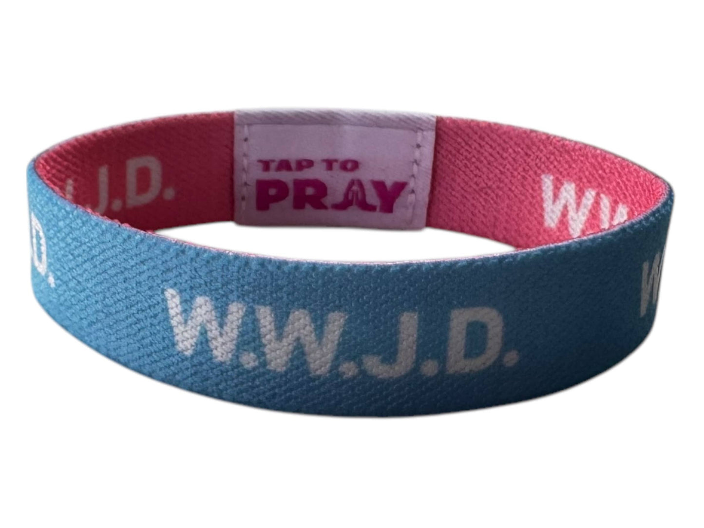 Tap To Pray™ Wristbands - Blue & Pink WWJD: X-Small / WWJD Pink / Blue
