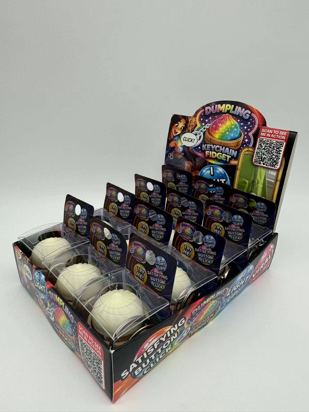 Fun Doh Dumpling Light-Up Click Fidget Keychain - 12/Display: Wholesale Price