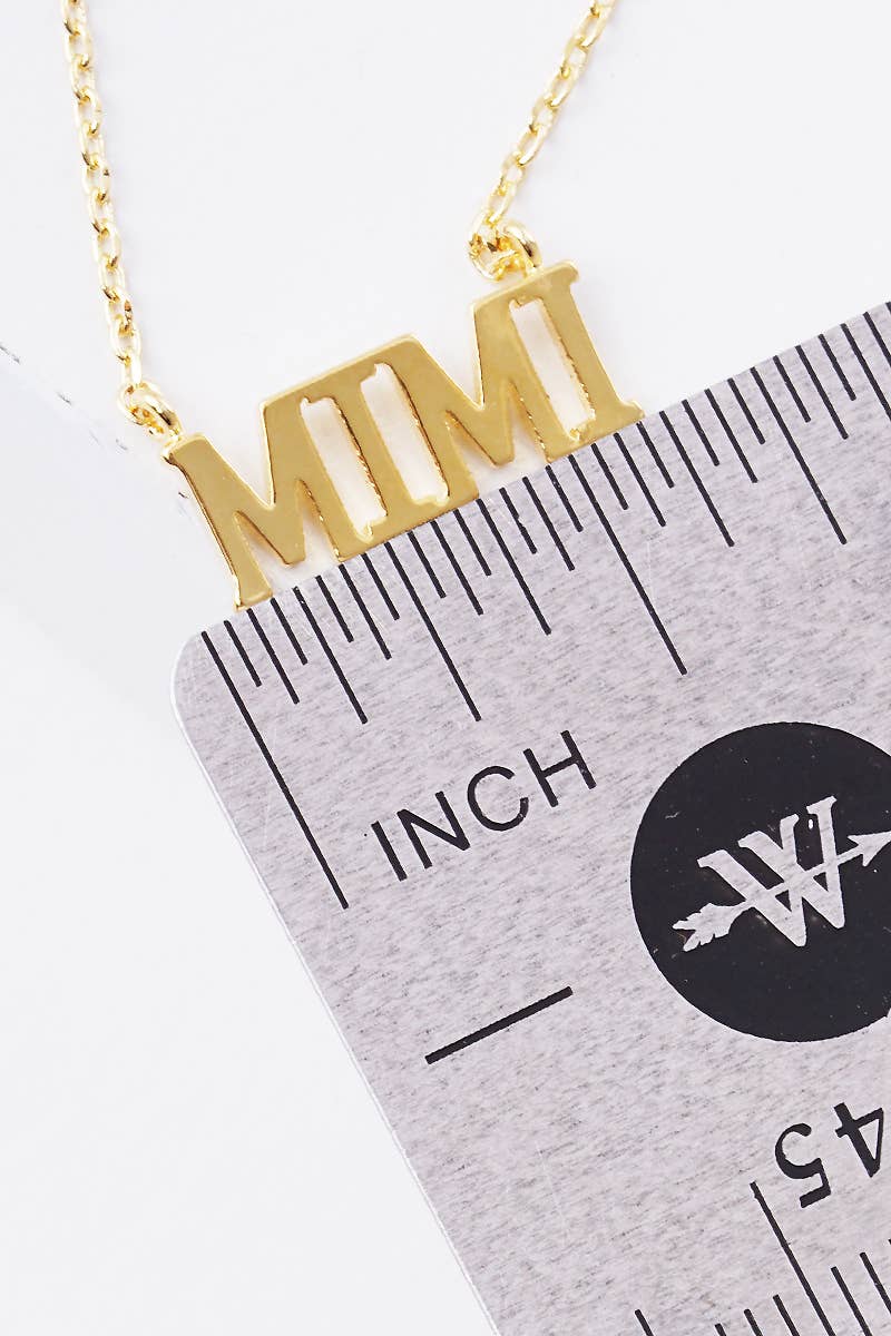 Gold Plated Bold Letter Mimi Necklace: Gold