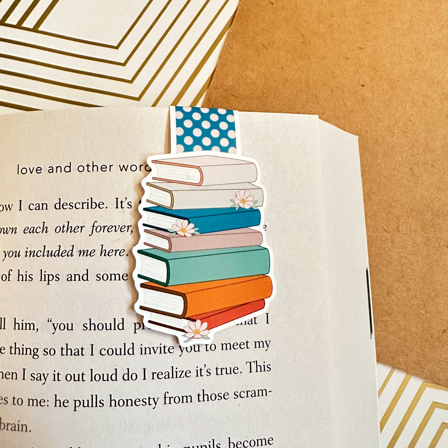 Floral Bookstack Cute Magnetic Bookmark - Bookish