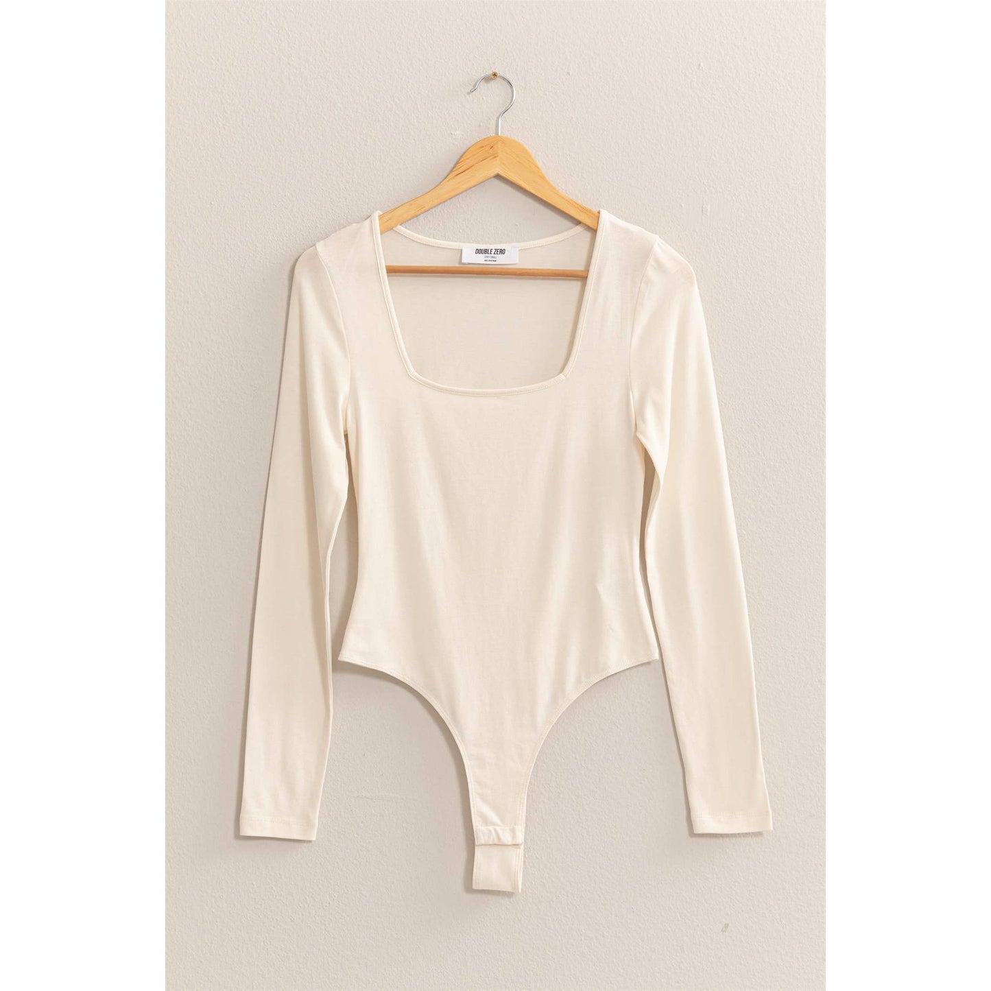 Square Neck Long Sleeve Bodysuit: CREAM / S-M-L(2-2-2)