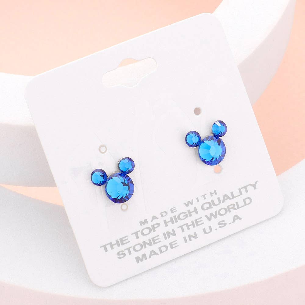 Mouse Character Stud Earrings: Blue