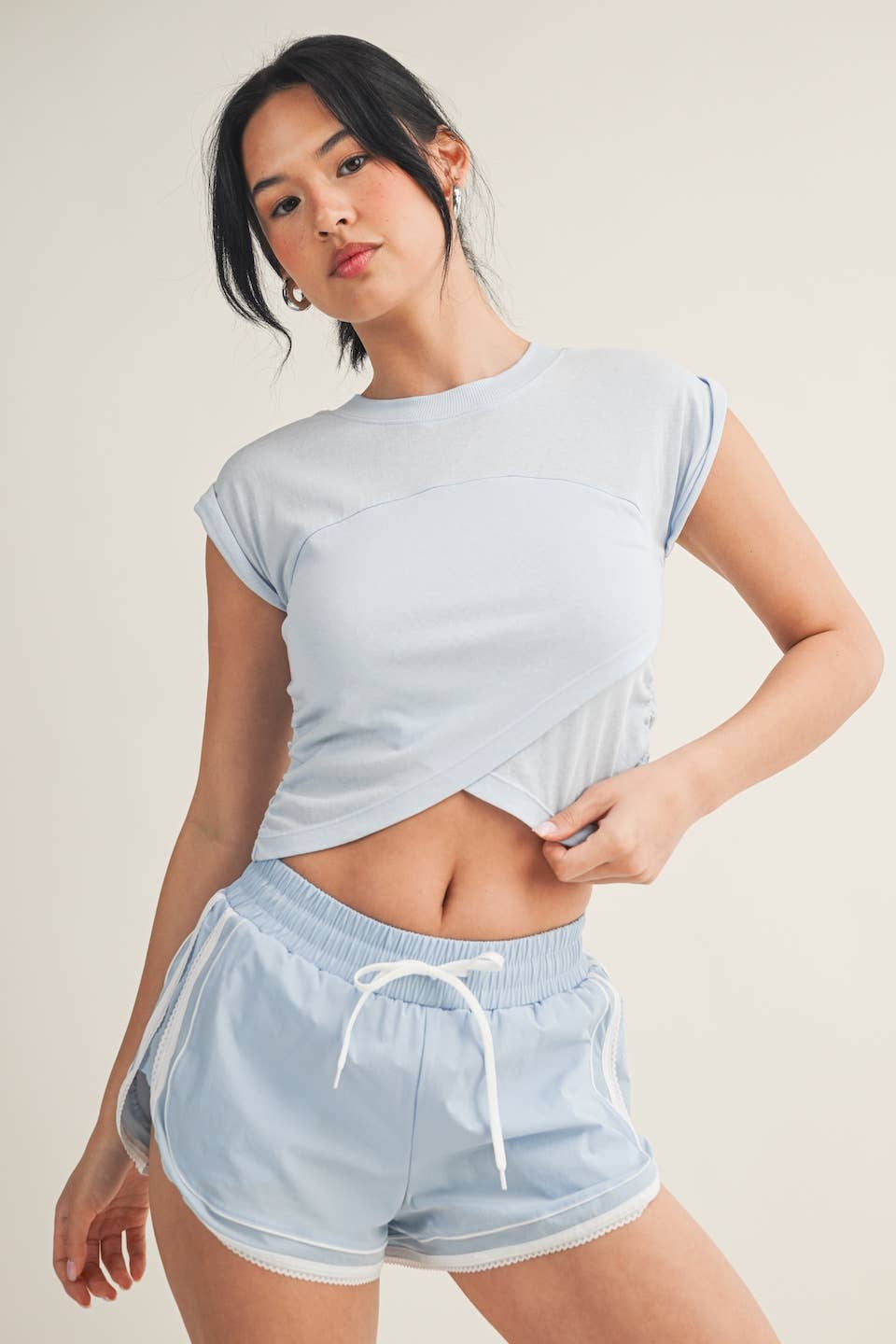 Slub Crossover Top: Blue / L