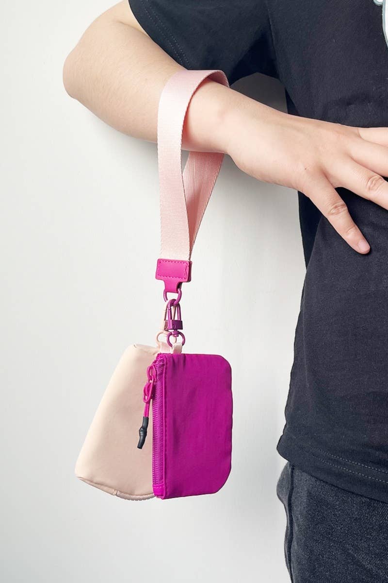 Dual Pouch Wristlet Keychain Wallet: BOWKNOT WHITE/BONE / 1 (ONE SIZE)