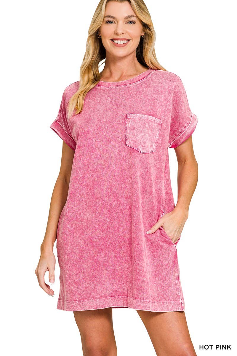 Halo Washed Premium Cotton T-shirts Dress: DEEP SKY / 2-2-2(S-M-L)