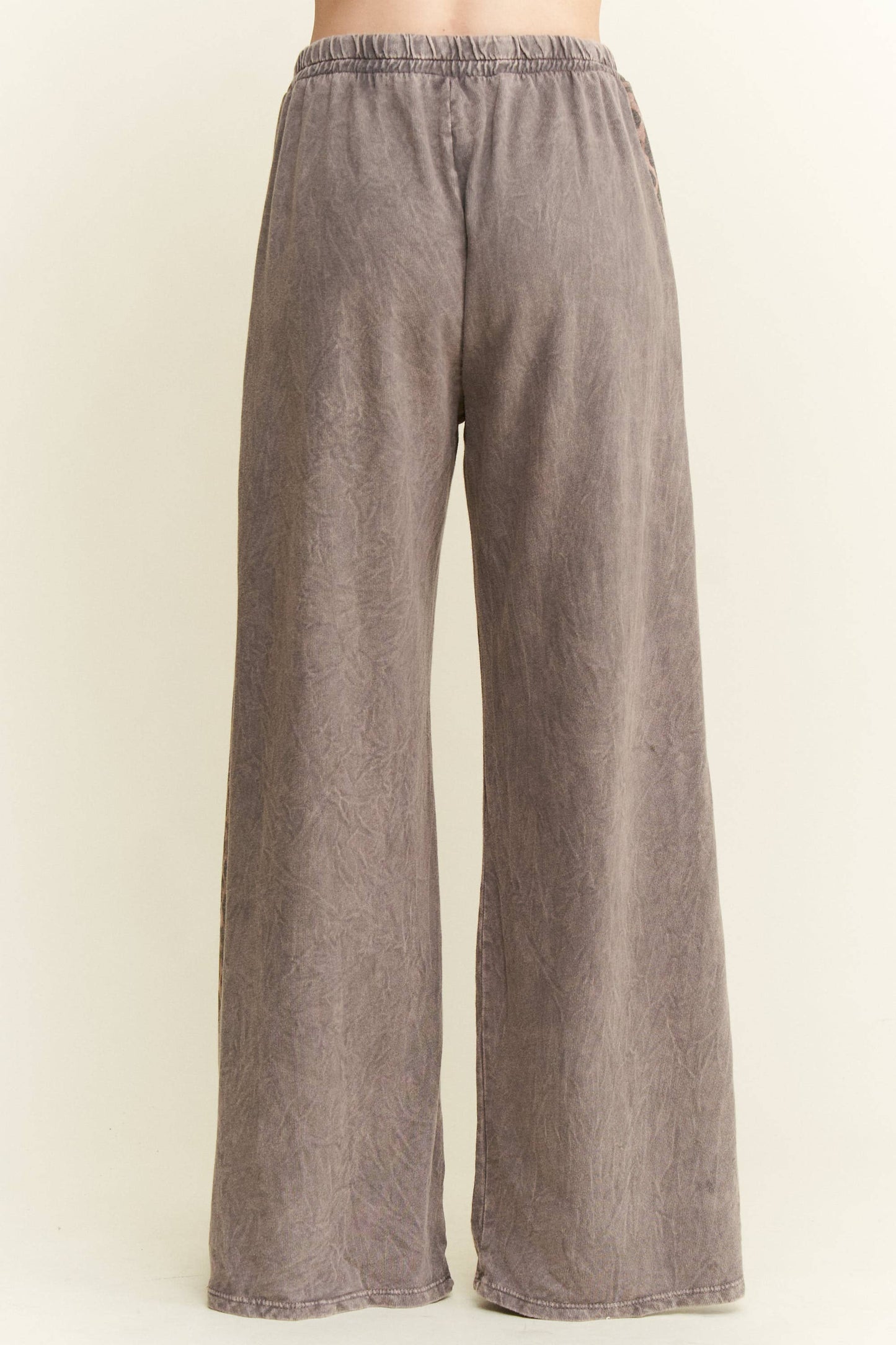 MineralWashed Leopard Print Pocket Side Trim Pants HP6162P1: Ash Oak / S-M-L / 2-2-2
