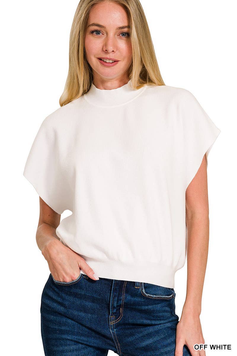 Mock Neck Short Dolman Sleeve Sweater: H DEEP CAMEL / 2-2-2 (S-M-L)