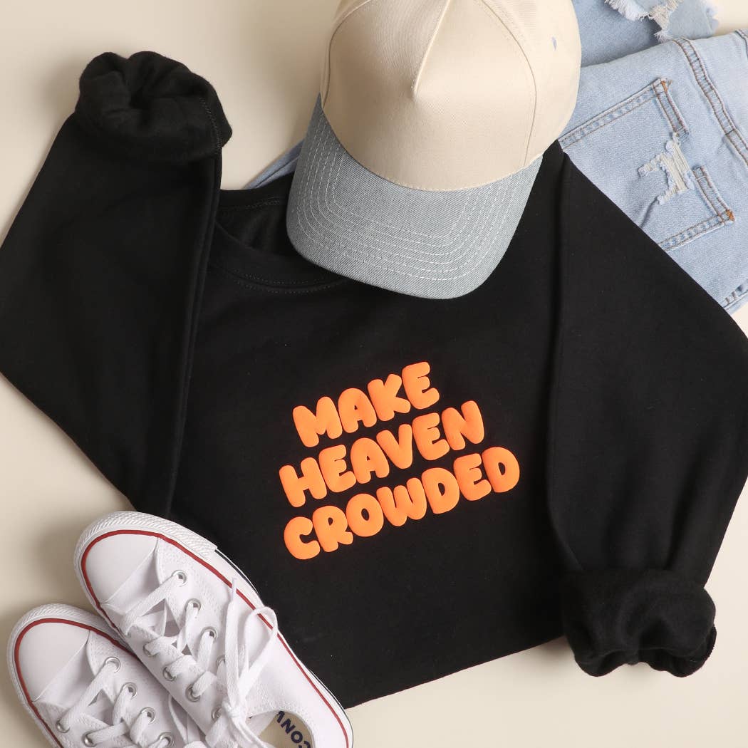 MAKE HEAVEN CROWDED PUFF Print Heavyweight Sweatshirt: LT BLUE / S