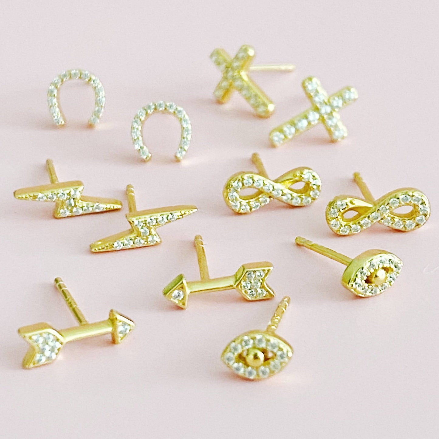 Mini Sparkle Mini Stud Sterling Silver Earrings: Infinity
