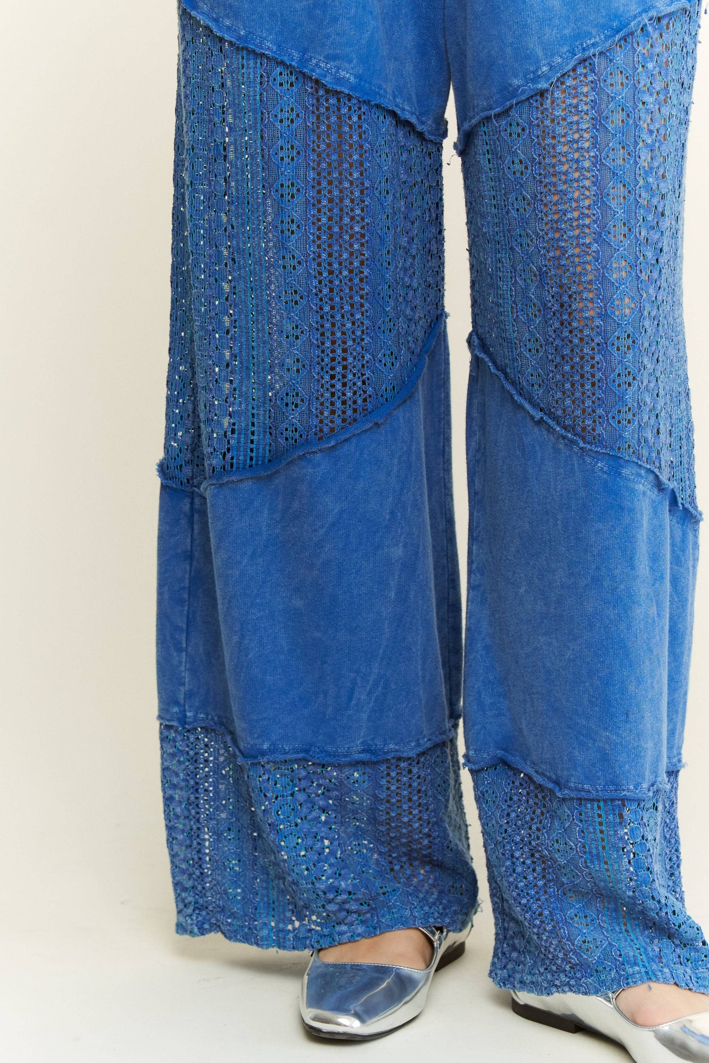 Mineral Washed Lace See through Breezy pants HP6335.: HotPink / S-M-L / 2-2-2
