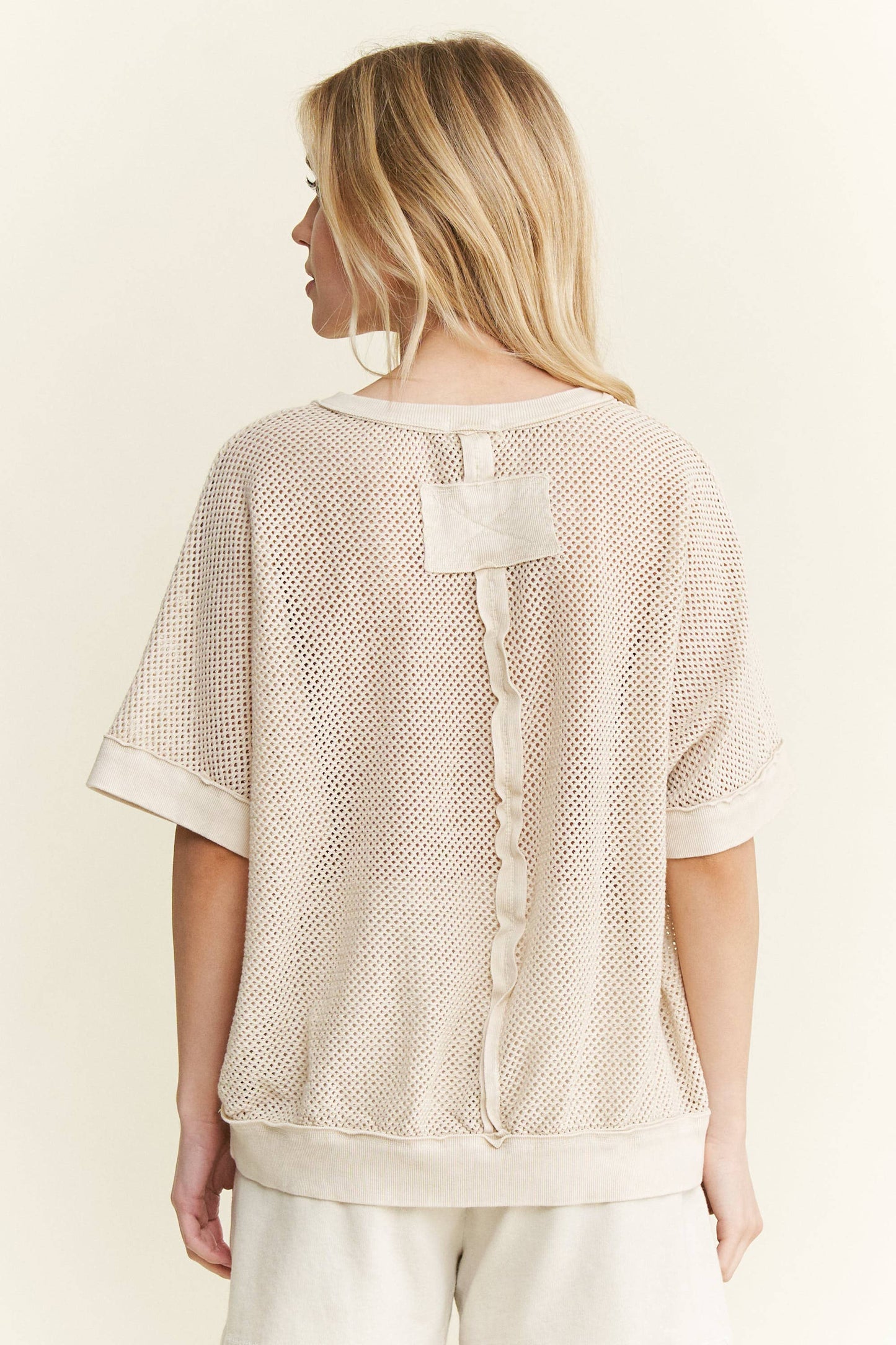 MineralWashed Star patched Mesh Knit Vest top HT6385: Silver Grey / S-M- L / 2-2-2