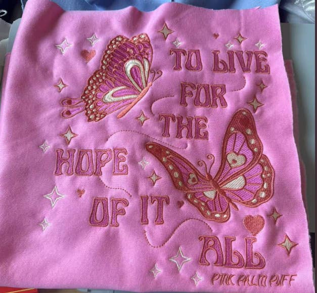 Butterfly Inspired Embroidered fleece oversized Hoodie: Purple / L