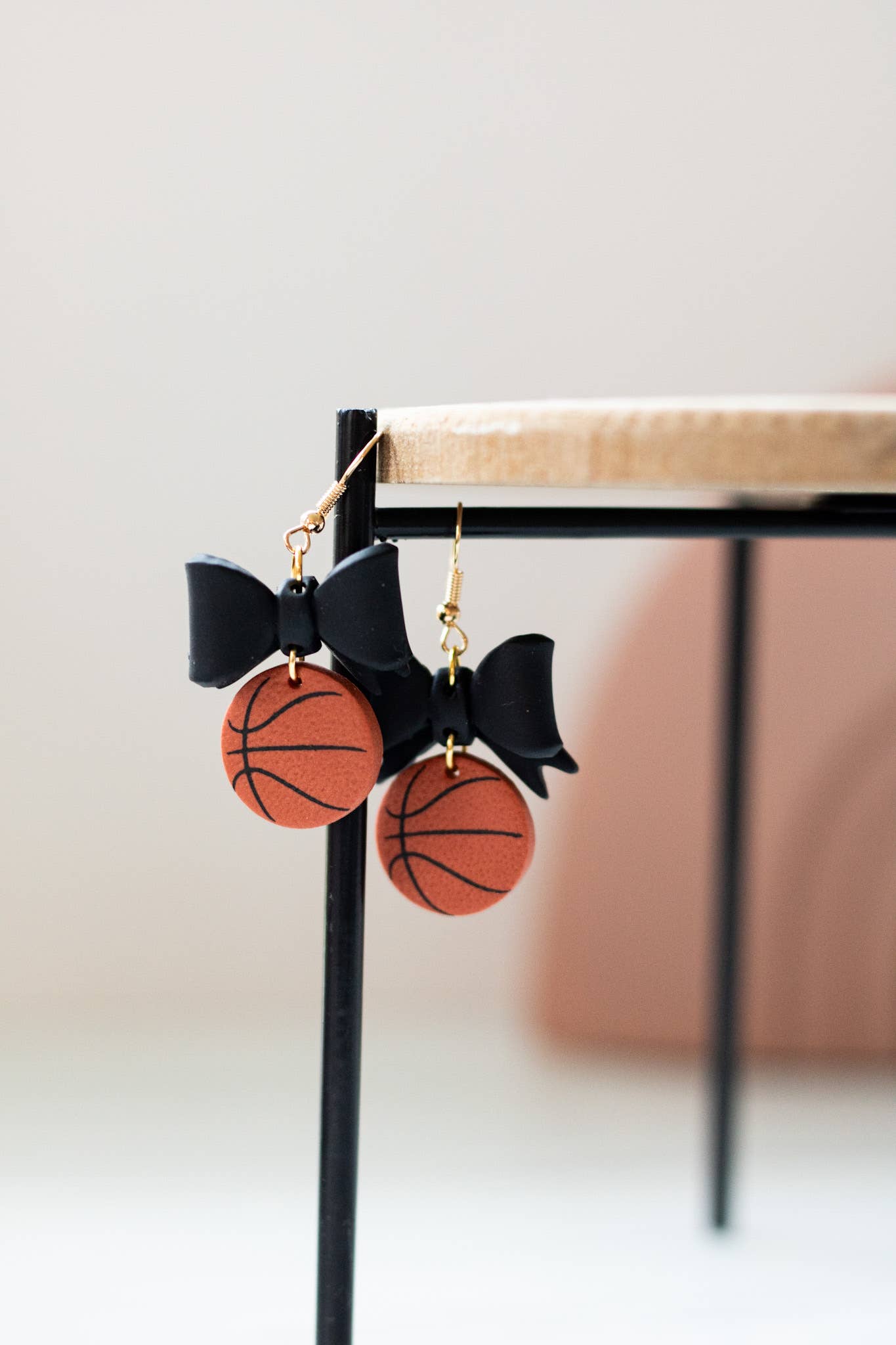 Sports Bow Dangles/Custom Team Earrings: Basketball