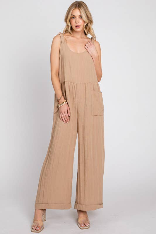 Wide Leg Roll-up Jumpsuit: SLATE / 2-2-1 (S-M-L)
