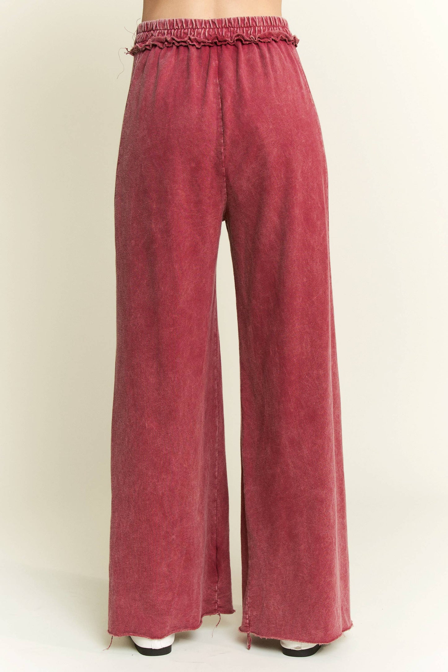 Mineral Wash Side Knit detail wide leg pants HE5878P..: Olive / S-M-L / 2-2-2