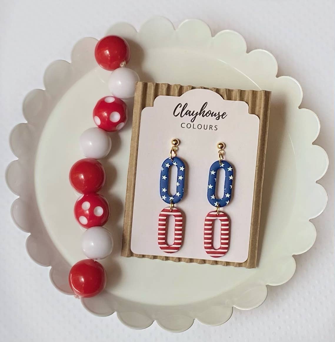 Red, White & Blue Clay Earrings: Star Studs