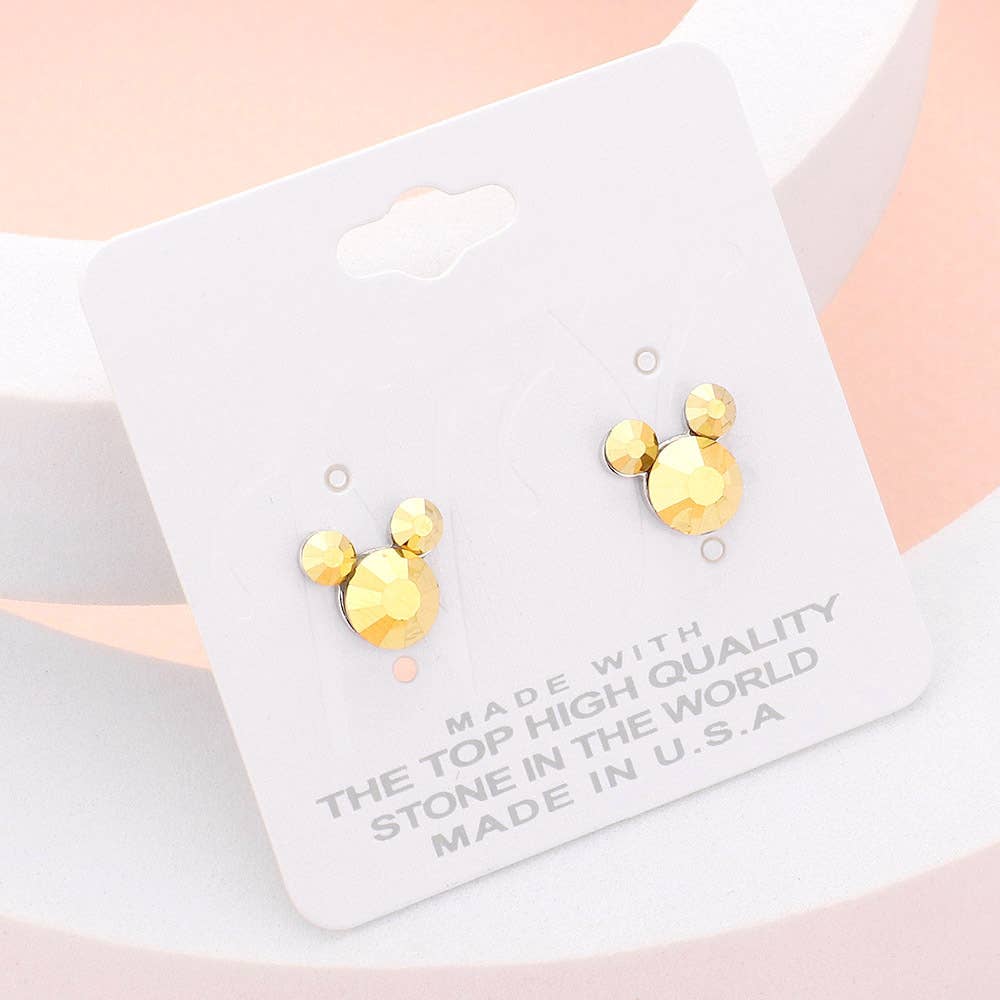 Mouse Character Stud Earrings: Emerald