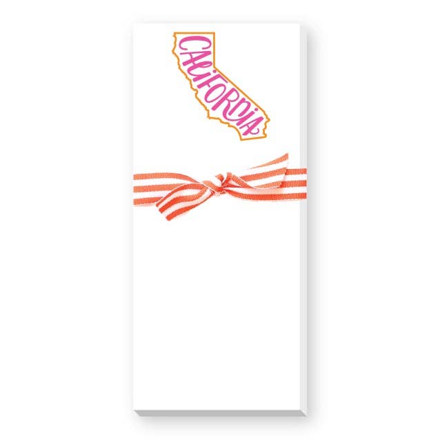 HAND LETTERED STATE SKINNIE NOTEPAD: BLACK WITH RED STATE