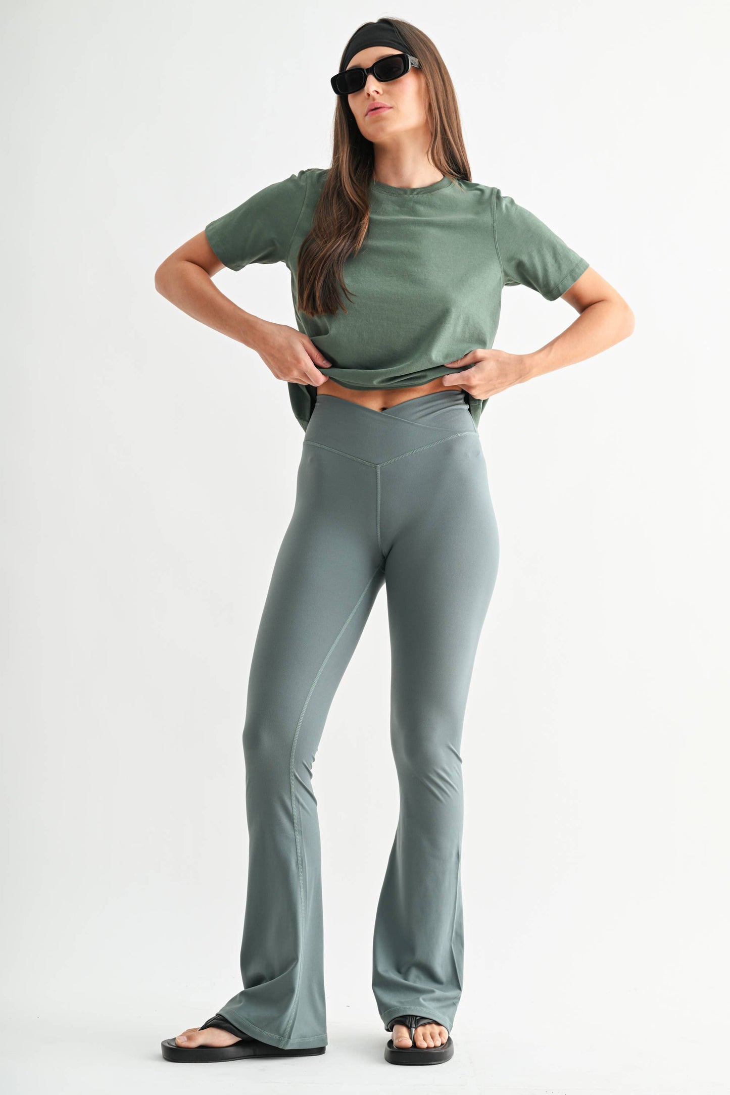 Venice Crossover Waist Yoga Pants: DARK PLUM / S:M:L (2:2:2)