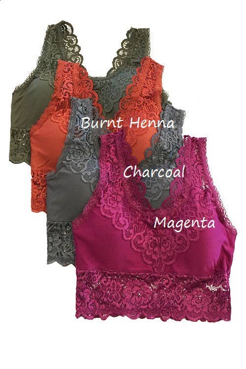 Padded Lace Bralette: BLACK / 3-3 (S/M-M/L)