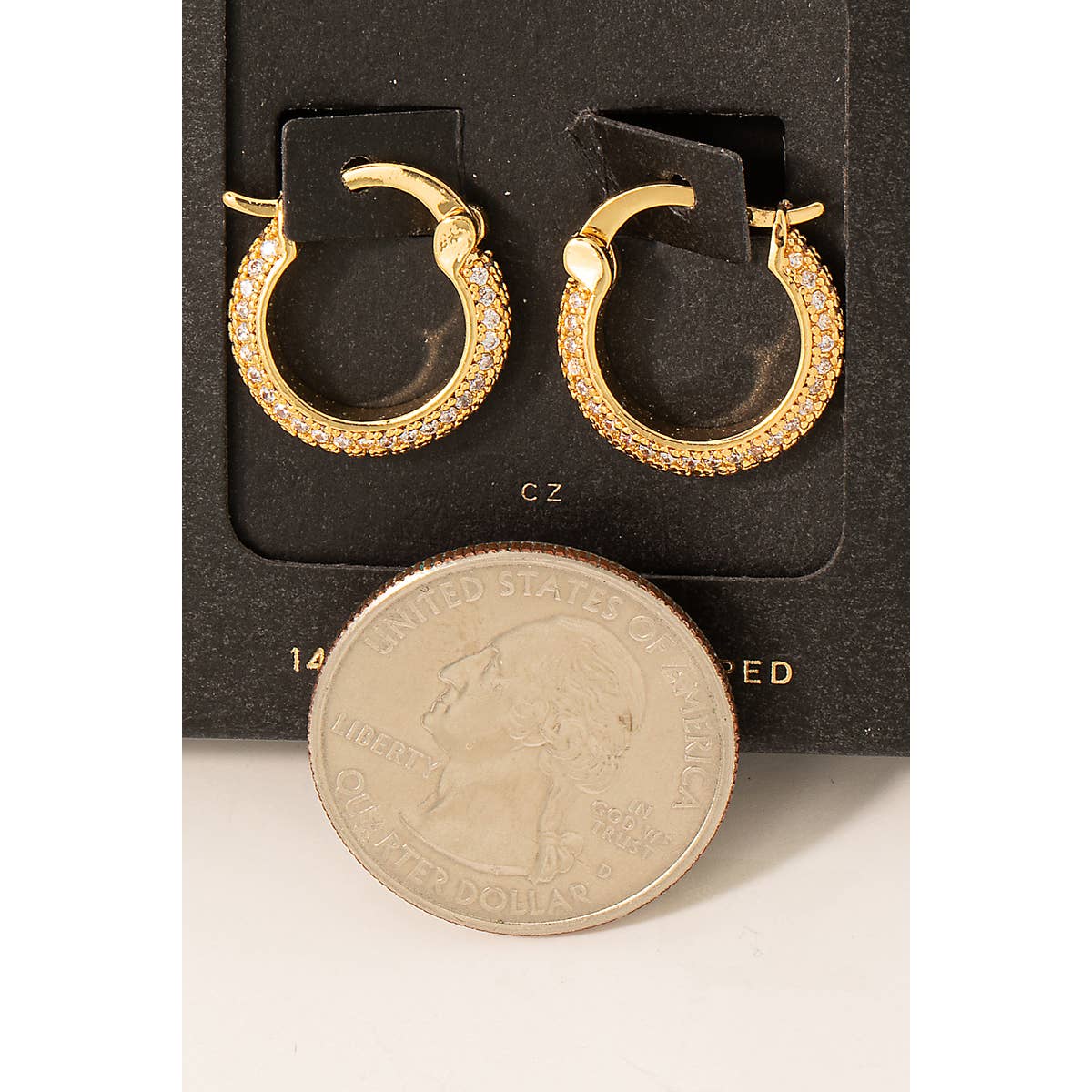 Secret Box Gold Dipped Pave Latch Hoop Earrings: GD